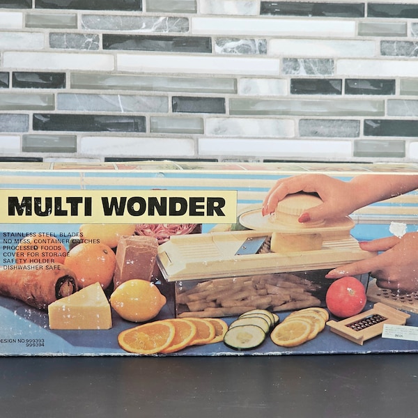 Vintage Multi Wonder Food Chopper Slicer Parer/1970's Kitchen Chopping Gadget Set