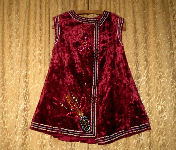 Vintage Ukrainian Vest Red Velvet Waistcoat Antiq