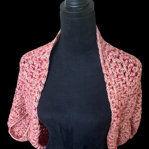 Cocoon cardigan, Granny shrug, pink shrug, small adult shrug.
