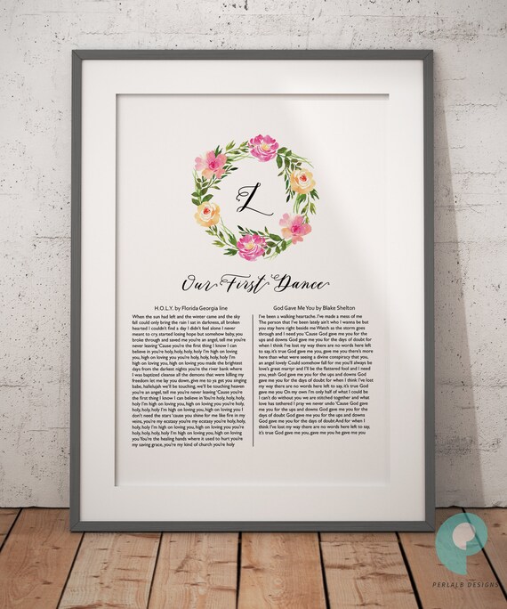 Custom Wedding Song Print Instant Download First Dance 1st Etsy