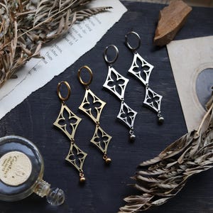 Solune Earrings, Gothic Tracery Inspired Jewelry, Stainless Steel