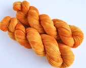 Bright Penny - Hand Dyed Singles Yarn, 100 Merino, Golden Orange Yarn, Single Ply Yarn