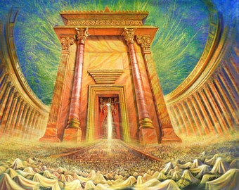 Rebuilt Jerusalem Temple welcomes the sons of Israel Original Painting Modern Abstract Contemporary Artwork now available as print on Canvas