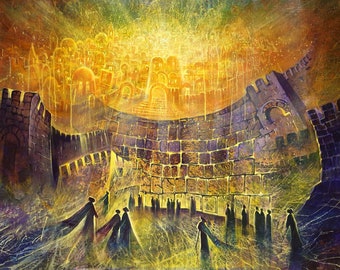 Emerge Of A New Day In Jerusalem Original Painting Modern Abstract Contemporary Jewish Artwork available as print on Canvas, Made in Israel