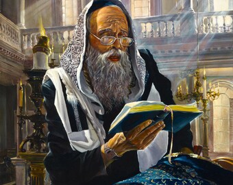 Praying With Torah, Fine Art Poster, Size 20x30, 24x36 or 32x48 inches