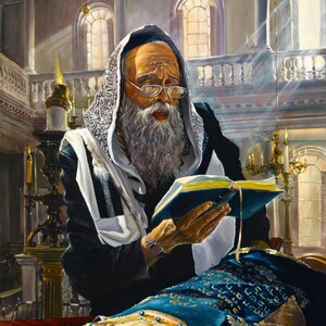 Praying With Torah, Fine Art Poster, Size 20x30, 24x36 or 32x48 inches