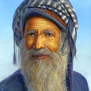 Jewish Man Portrait: Giclée Print on Canvas or Metal, Israeli Art
