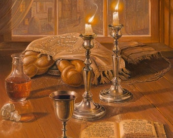 Shabbat Shalom, Fine Art Poster, Größe 50x30, 24x36 oder 32x48 Zoll