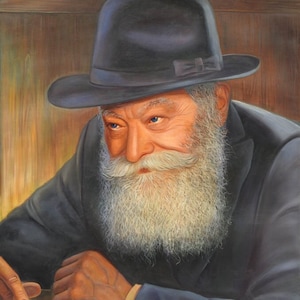 Lubavitcher Rebbe Portrait Painting: Rabbi Menachem Mendel Schneerson Print