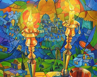 Shabbat In Jerusalem, Fine Art Poster, Größe 50x30, 24x36 oder 32x48 Zoll