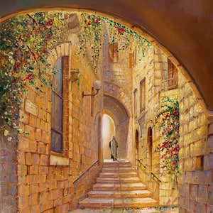 Street in the Old City of Jerusalem, Fine Art Poster, Size 20x30, 24x36 or 32x48 inches