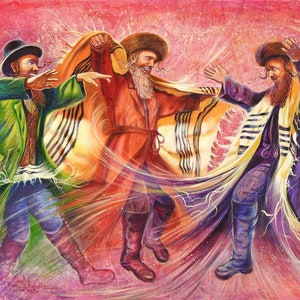Power of Jewish Hasidic Dance Modern Abstract Contemporary Jewish Artwork available as print on Canvas and Metal, Made in Israel by A Levin