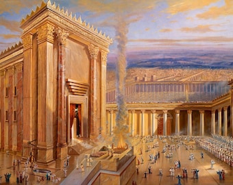 Second Jewish Temple Jerusalem Art – Beit Hamikdash Wall Decor (Canvas, Metal, Acrylic)