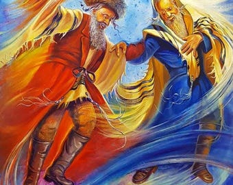 Energy of the Hasidic dance - Hasidic Celebration Judaica, Canvas Framed, Metal Print or Acrylic Glass