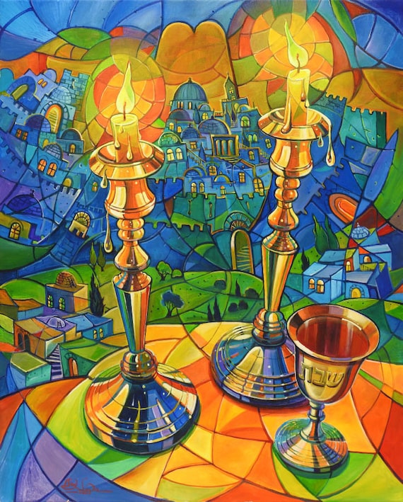 Shabbat In Jerusalem, Fine Art Poster, Size 20x30, 24x36 or 32x48 inches