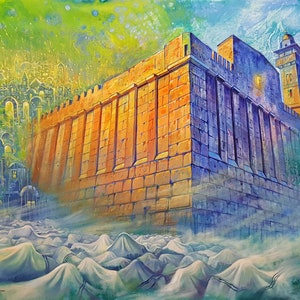 Tomb Of The Patriarchs Hevron Original Painting Modern Abstract Contemporary Jewish Artwork available as print on Canvas, Made in Israel