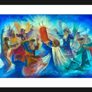 Simchat Torah Art: Giclee Print by Alex Levin, Framed (30x22)