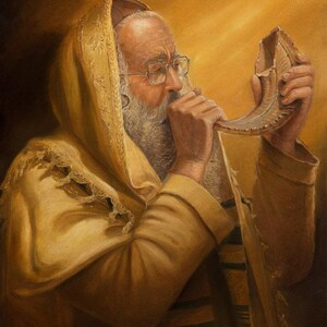 Sounding of the Shofar - Jewish Shofar Art, Jerusalem Wall Art, Judaica Fine Art Poster, 20x30, 24x36 or 32x48 image 1