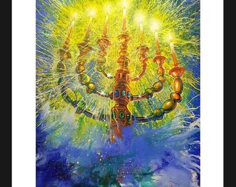Light Unto The Nations, Fine Art On Paper 22&quot;x30&quot;, Framed and protected plexiglass. Artwork by Alex Levin, Israel