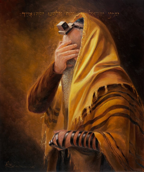 Shema Yisrael Jewish Painting Judaica Fine Art Print on Canvas or Metal  Wall Decor Framed Artwork Made in Israel by Israeli Artist A. Levin - Etsy
