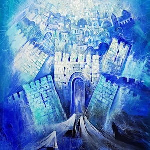 Jerusalem Rhapsody In Blue, Fine Art Poster, Size 20x30, 24x36 or 32x48 inches