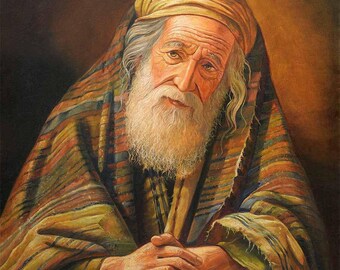 Jewish Canvas Print, Abraham's Gaze by Alex Levin (Framed Ready to Hang), Jewish painting