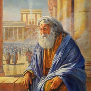 La mirada a través de los siglos. Pintura judía, impresión sobre lienzo, enmarcada, Giclée. Hecho en Israel por Alex Levin.