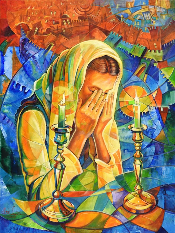 Woman Honoring The Shabbat, Fine Art Poster, Size 20x30, 24x36 or 32x48 inches