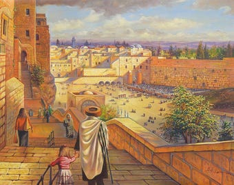 Kotel Art, Western Wall Scene | Luster Paper Poster | 20X30, 24X36, 32X48