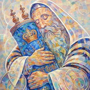 Continuïteit van Israëlische generaties - Kunst - Kleurrijke neokubistische Judaïca-print