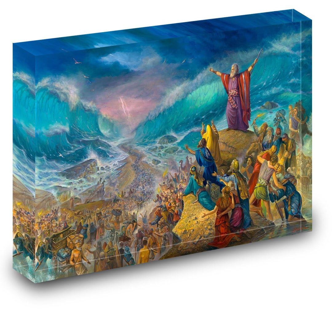 Acrylic Block Sculpture: Moses Crossing the Sea - 3D Judaic Art - Etsy