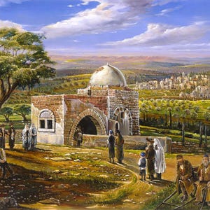 Rachel’s Tomb (Kever Rachel) in Hebron. Jewish Original Painting Judaica Fine Art available now as print on canvas, Made in Israel by Levin