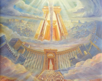 Call of the Third Eternal Jerusalem Temple Original Painting Abstract Contemporary Jewish Artwork available as print on Canvas or Metal