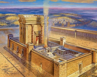 Light of the Second Jerusalem Temple - Second Temple Art, Judaica Wall Art, Fine Art Poster, 20x30, 24x36, 32x48