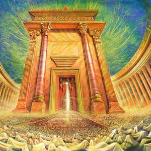 Rebuilt Jerusalem Temple Welcomes the Sons of Israel - Beit Hamikdash and Third Temple Art, Canvas Framed, Metal or Acrylic Glass