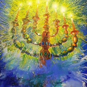 Light Unto the Nations - Hanukkah Judaica Art, Fine Art Poster, 20x30, 24x36, 32x48 image 1