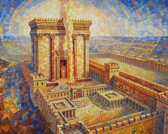 Roots of Light Second Temple Art – Modern Beit Hamikdash Jerusalem Canvas, Metal, Acrylic