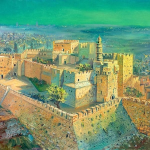 The Heavenly Jerusalem Abstract Art – Alex Levin Jewish Fine Art Poster image 1