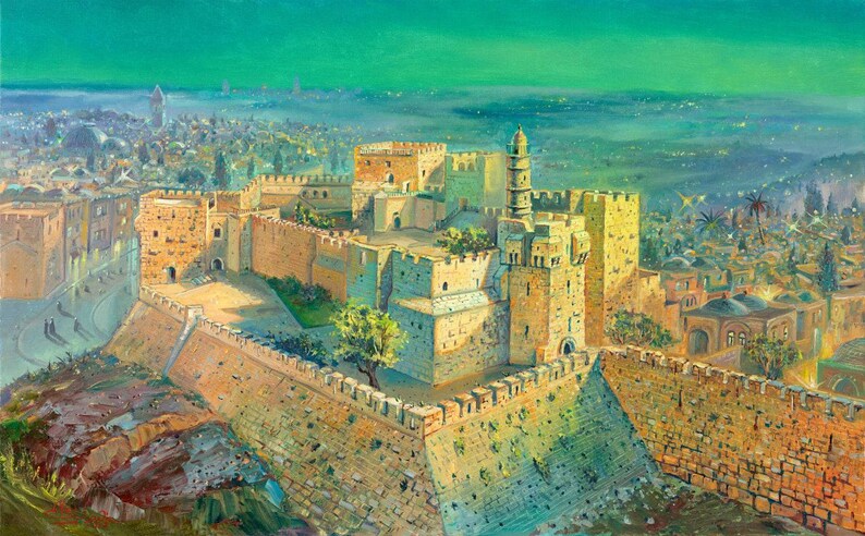 The Heavenly Jerusalem Abstract Art – Alex Levin Jewish Fine Art Poster image 1