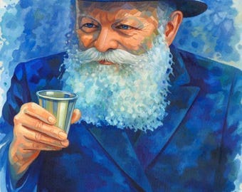 The Rebbes Blessing - Chabad Blessing and Rebbe Portrait, Canvas Framed, Metal Print or Acrylic Glass