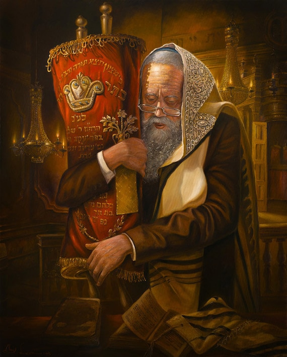 Praying with Torah, Fine Art Poster, Size 20x30, 24x36 or 32x48 inches