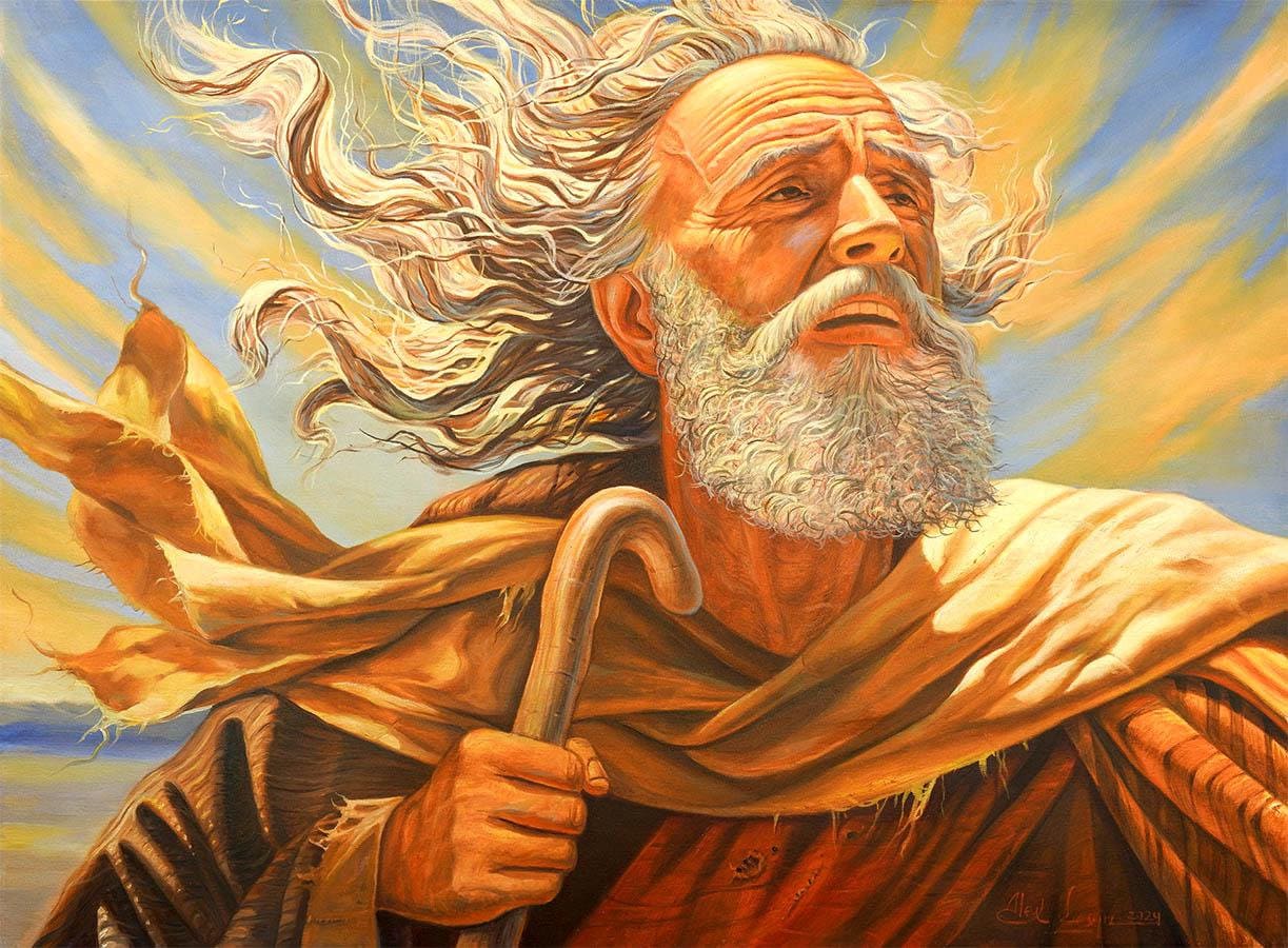 Abraham - Path to the Promised Land. Jewish Painting Judaica Fine Art, Giclée print on canvas or metal, Painting by Alex Levin, Israel
