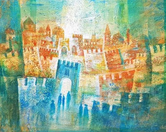 Jerusalem Light Wall Art – Alex Levin Abstract Cityscape Print (Canvas, Metal, Acrylic)