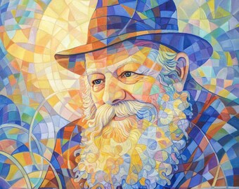 The Spiritual Light of the Lubavitcher Rebbe - Neo-Cubism Judaica Art, Canvas Framed, Metal Print or Acrylic Glass