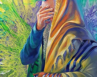Shema Israel Jewish Wall Art – Alex Levin Hebrew Prayer Canvas, Metal, Acrylic
