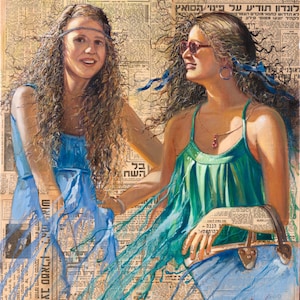 On The Way To The Beach In Tel Aviv, Painting of Tel Aviv by Alex Levin, Israel, Giclée
