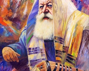The Spiritual Light of the Lubavitcher Rebbe - Neo-Cubism Judaica Fine Art Poster
