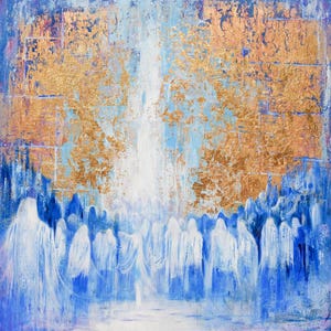 Light from Heaven over the Kotel Original Painting Abstract Contemporary Jewish Artwork available as print on Canvas or Metal
