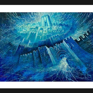 Projecting The Astonishing Energy Of Jerusalem, Fine Art On Paper 30&quot;x22&quot;, Framed and protected plexiglass. Artwork by Alex Levin, Israel