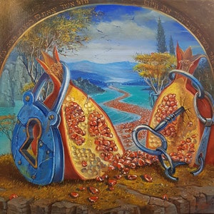 Impresión artística judía de granada surrealista de Alex Levin